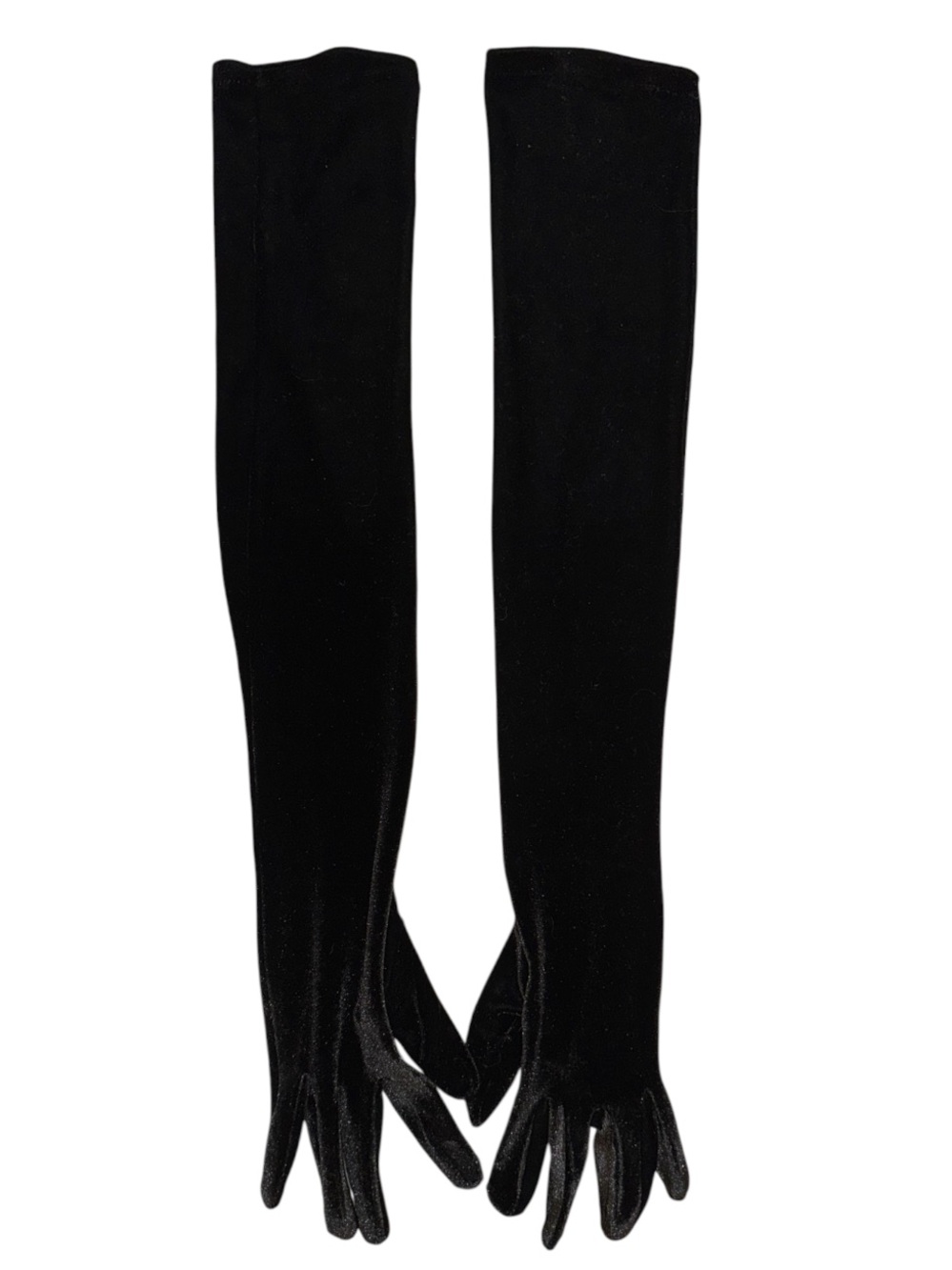 23” Black Over The Elbow Velvet Gloves